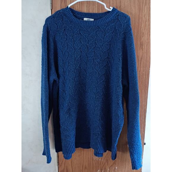 Craft Barrow blue textured knit sweater xxl cozy winter essential preppy casual - Picture 1 of 8